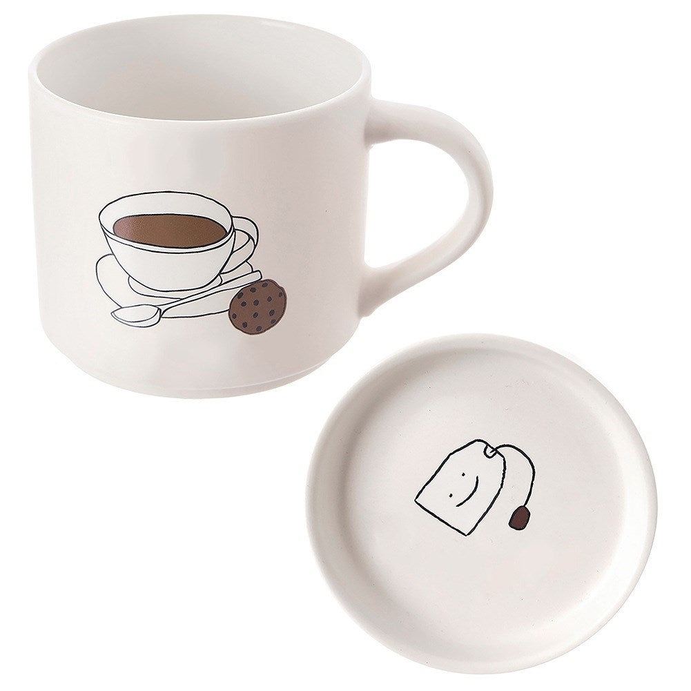 Porcelain mug with lid 420 ml