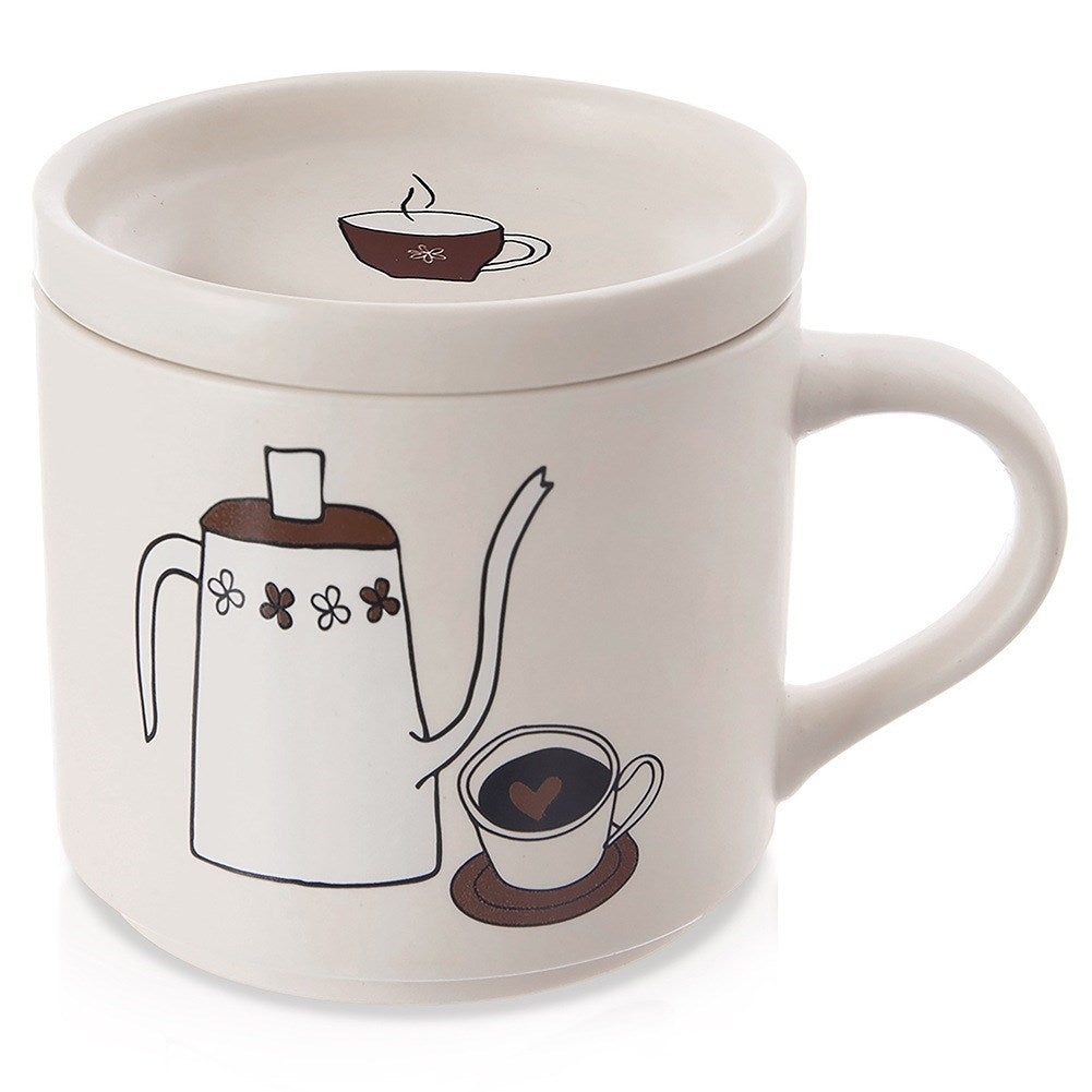 Porcelain mug with lid 420 ml