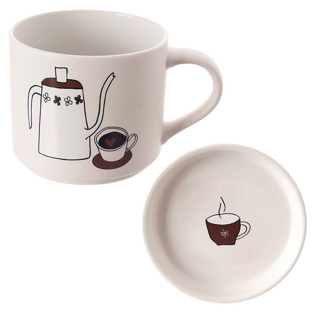 Porcelain mug with lid 420 ml