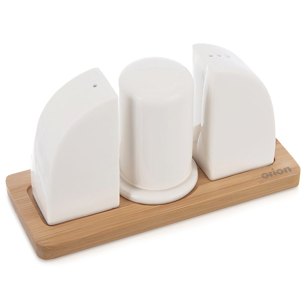 Porcelain salt and pepper shakers with stand WHITELINE 4 pcs.