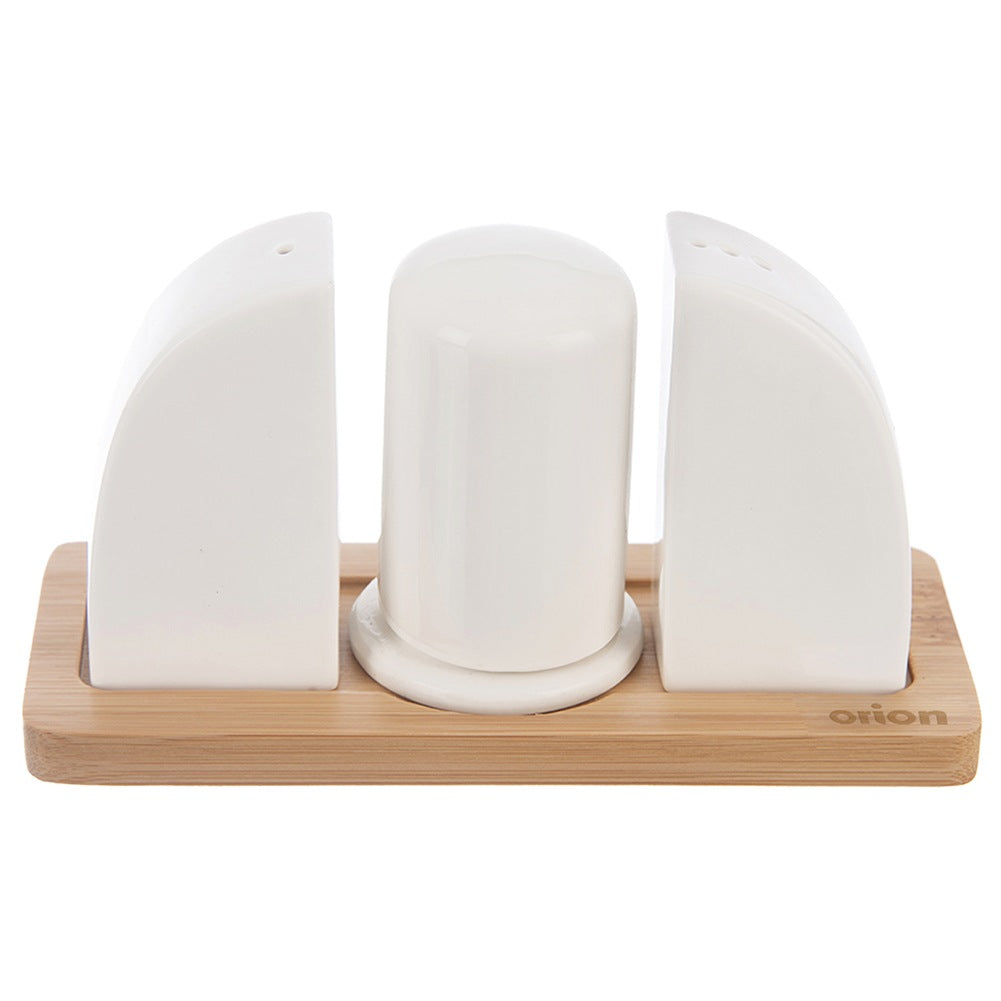 Porcelain salt and pepper shakers with stand WHITELINE 4 pcs.