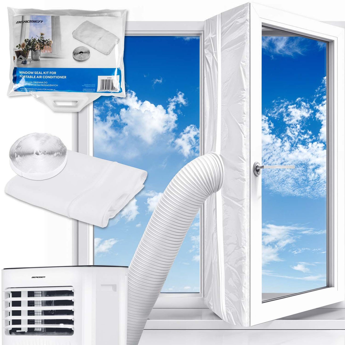 Portable Air Conditioner with Window Seal, 9000 BTU, Remote Control
