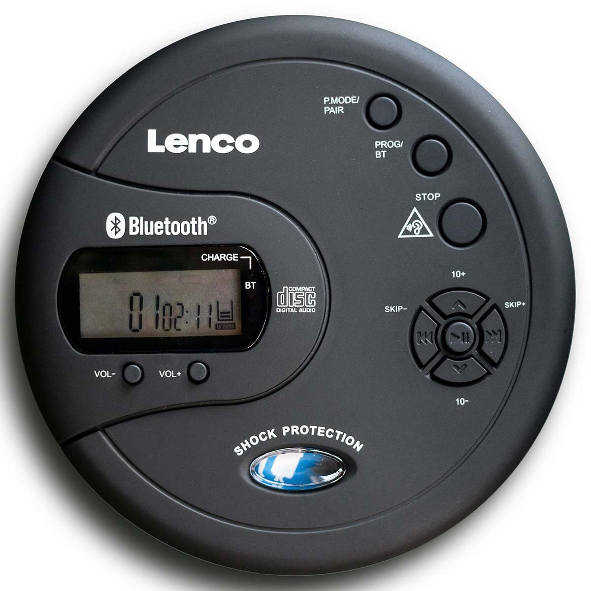 Portable Bluetooth® CD-MP3 player with antishock Black