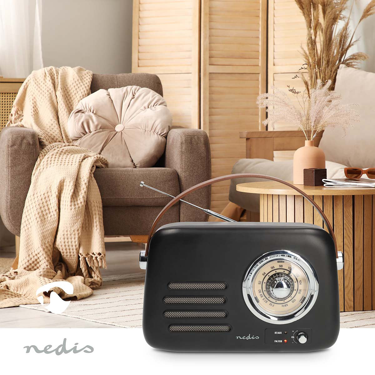 Portable Bluetooth FM Radio, Black, USB & Battery Powered