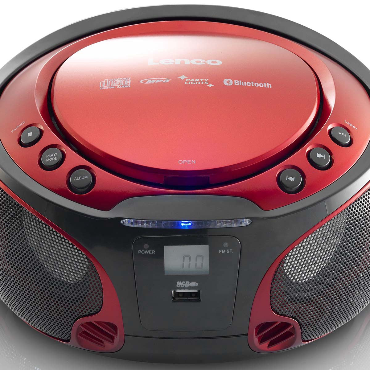 Portable Bluetooth FM Radio CD/MP3 Player with USB, Red