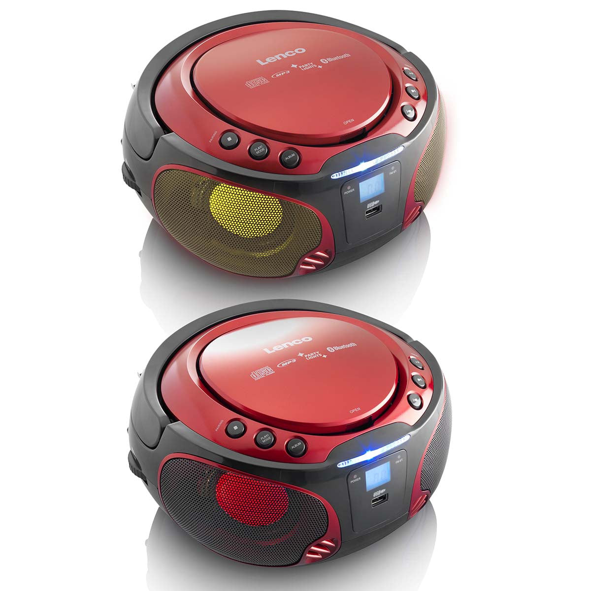 Portable Bluetooth FM Radio CD/MP3 Player with USB, Red