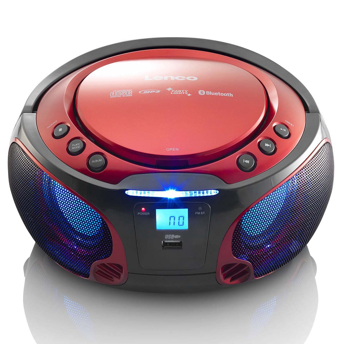 Portable Bluetooth FM Radio CD/MP3 Player with USB, Red