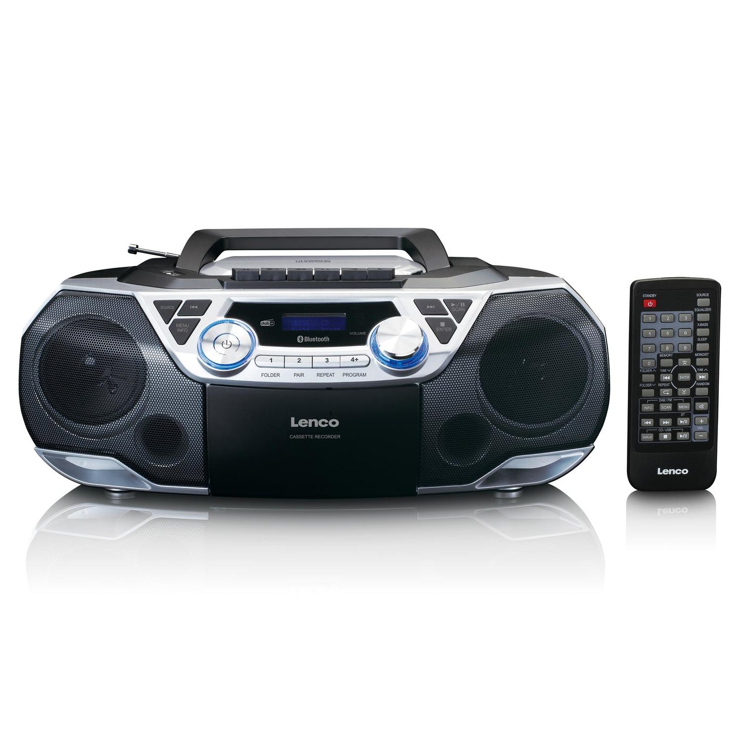 Portable Boombox with DAB+/FM radio, Bluetooth®, CD, Cassette Recorder and USB player Silver