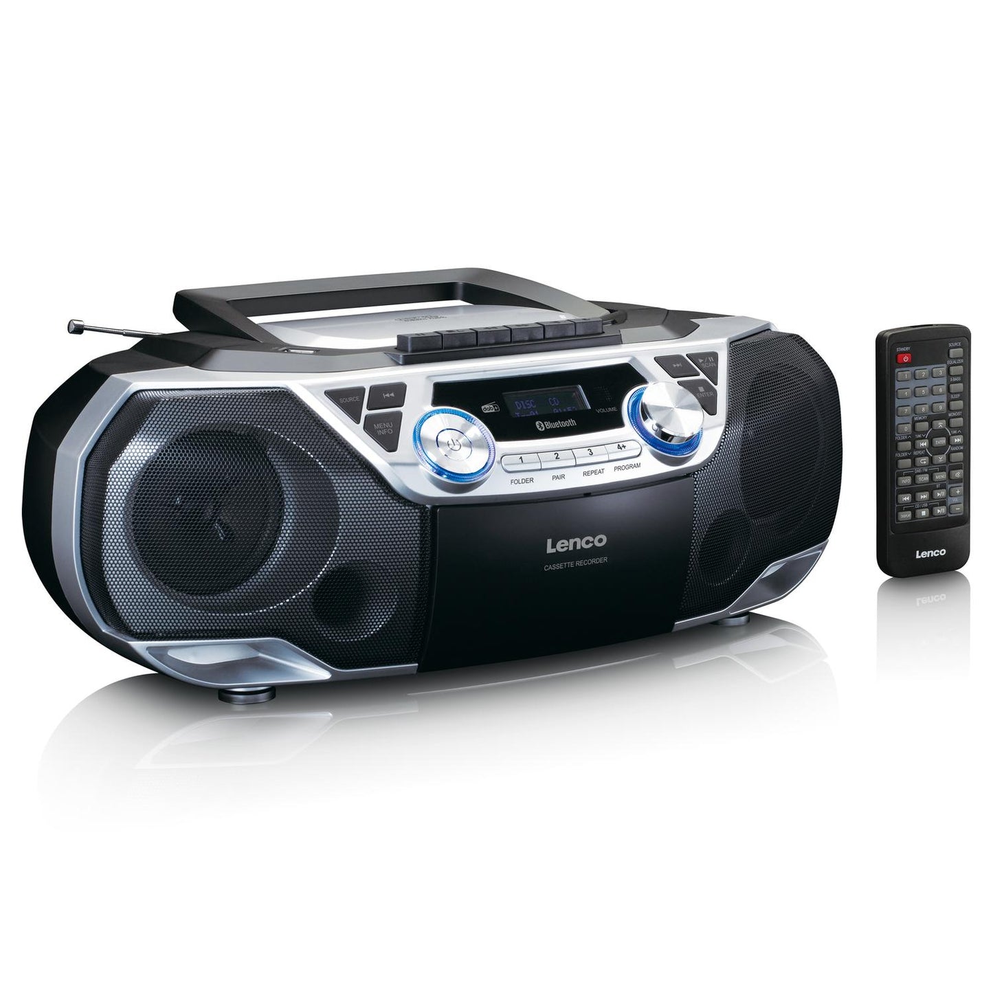 Portable Boombox with DAB+/FM radio, Bluetooth®, CD, Cassette Recorder and USB player Silver