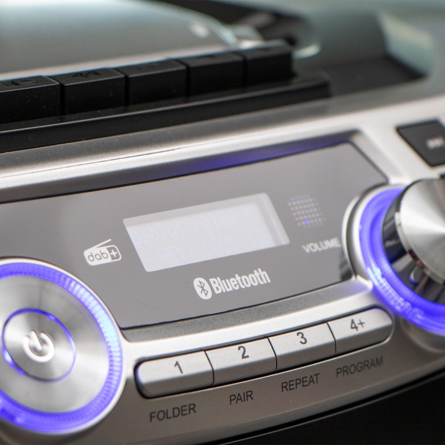 Portable Boombox with DAB+/FM radio, Bluetooth®, CD, Cassette Recorder and USB player Silver