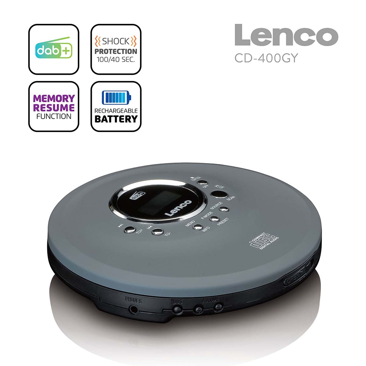 Portable CD Player with DAB+ FM Radio, Rechargeable Battery