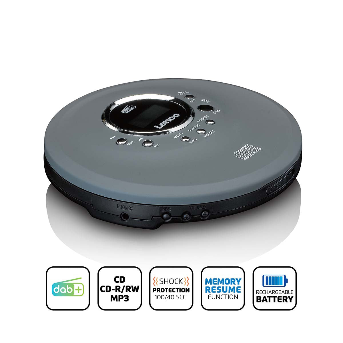 Portable CD Player with DAB+ FM Radio, Rechargeable Battery