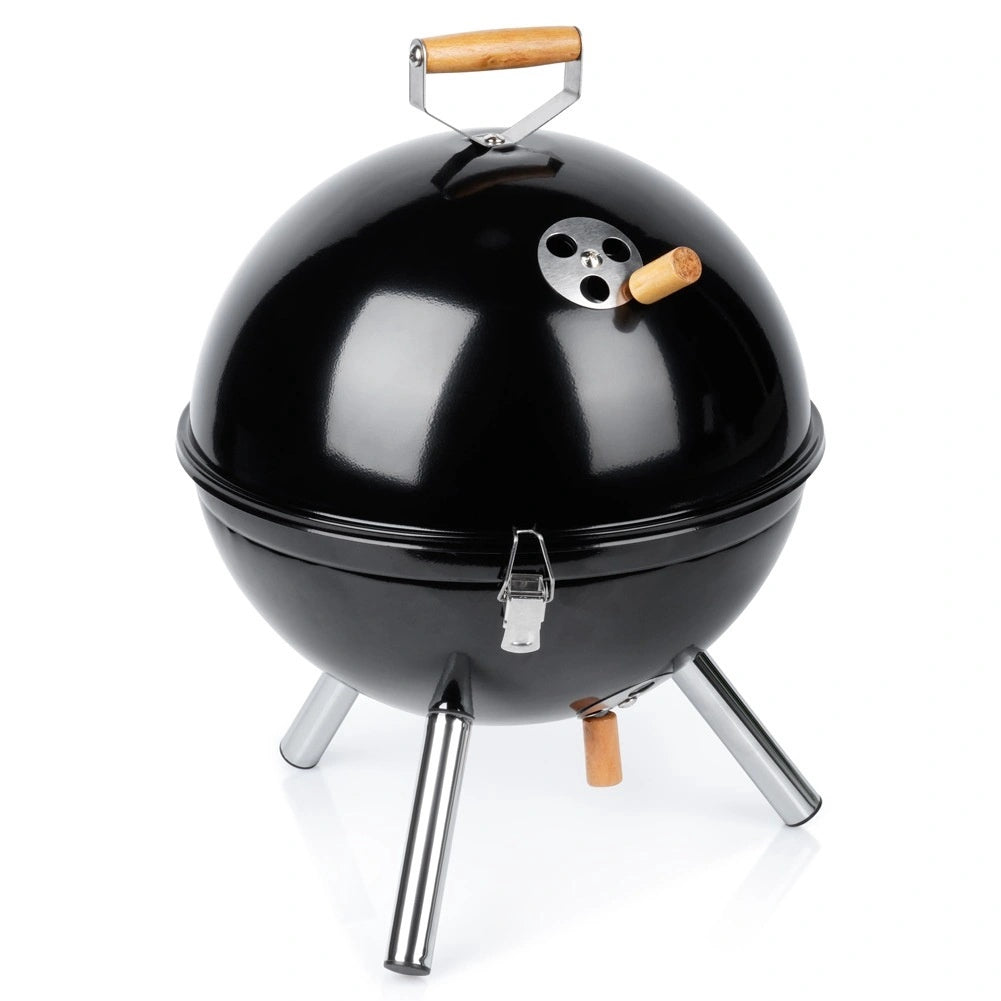 Portable Charcoal Grill, Black Steel, 31x31x41 cm