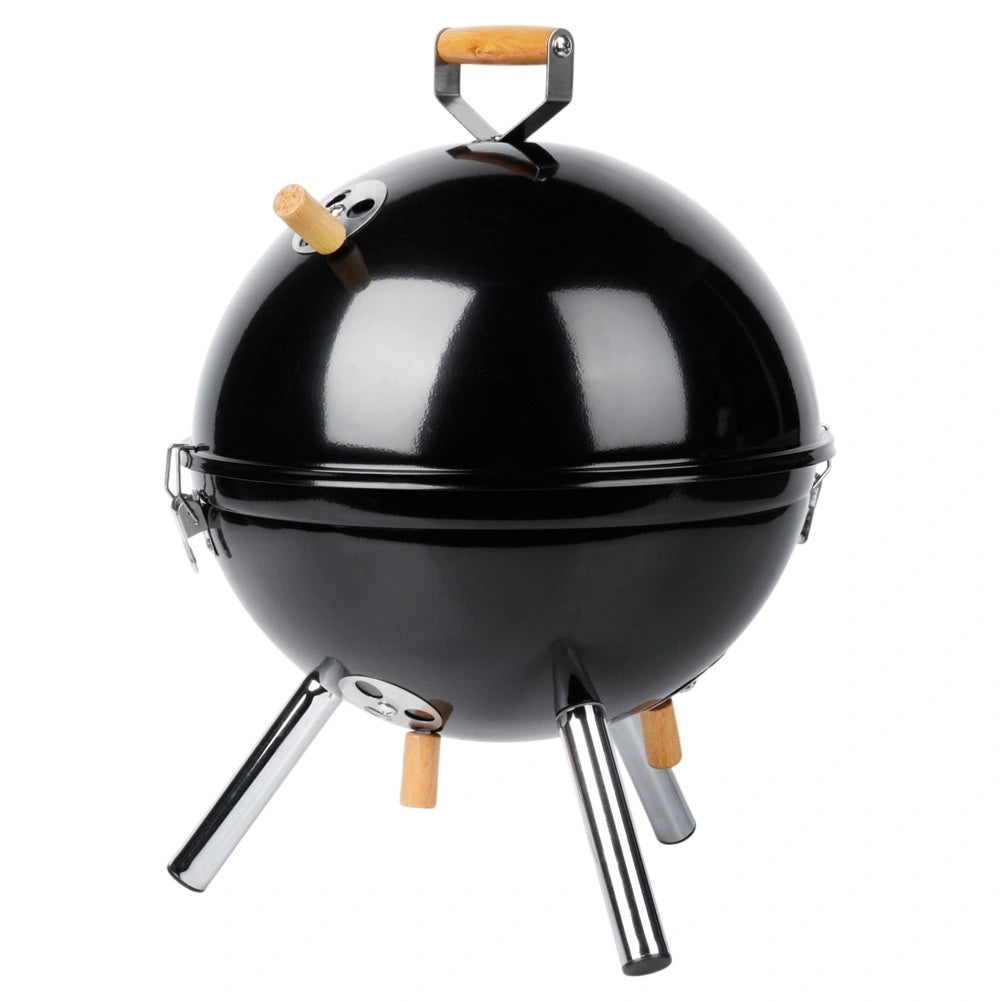 Portable Charcoal Grill, Black Steel, 31x31x41 cm