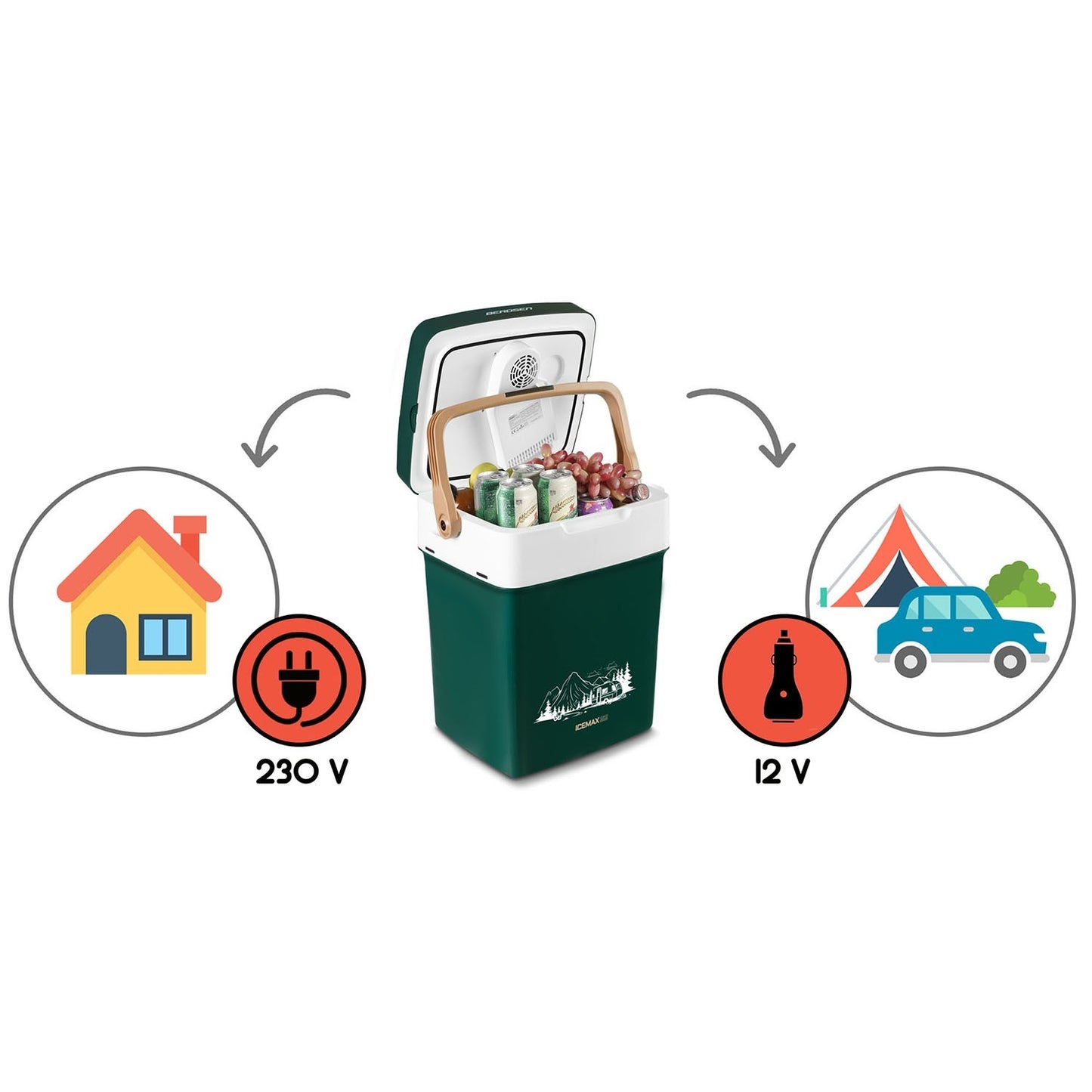 Portable Cooler Box Berdsen Icemax 29 Liter with ECO mode - Green