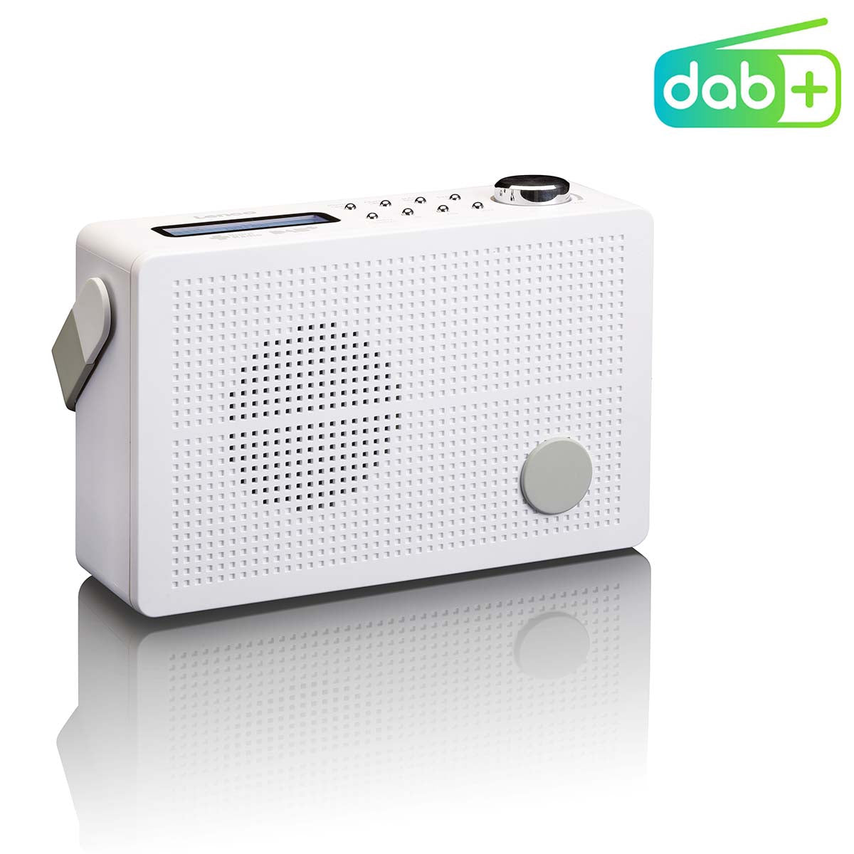 Portable DAB+/FM Radio with Alarm, White, Battery-Powered