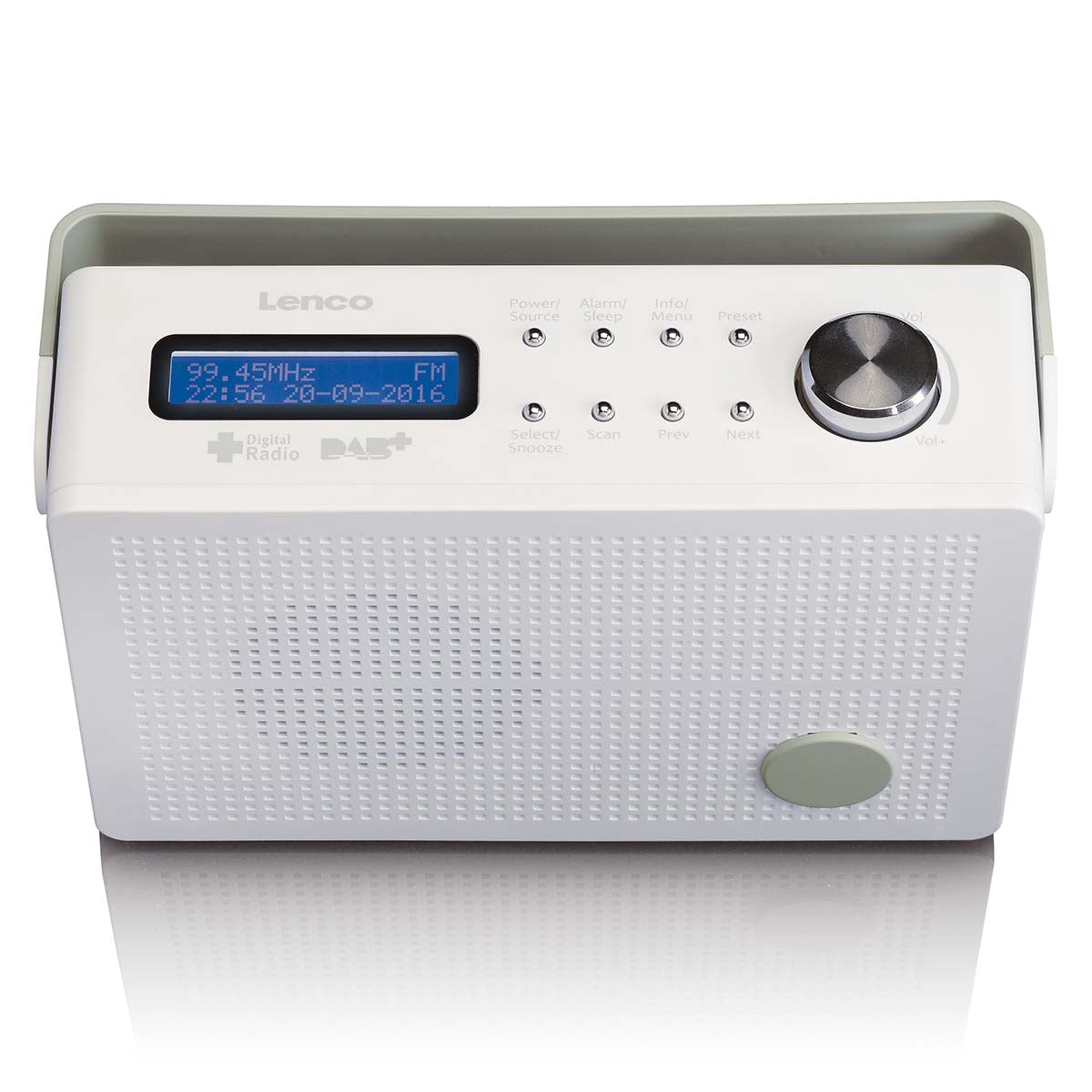 Portable DAB+/FM Radio with Alarm, White, Battery-Powered