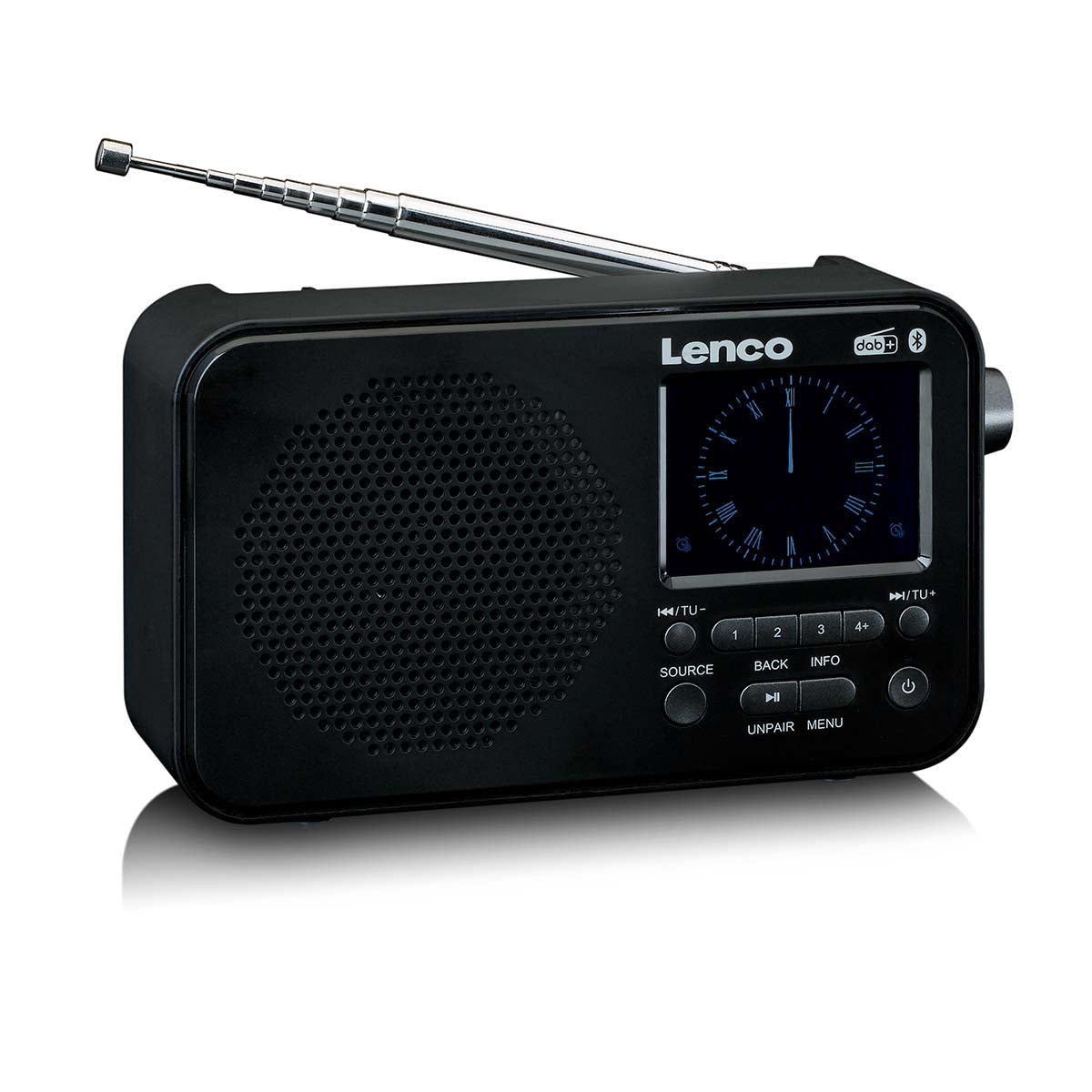 Portable DAB+ FM Radio with Bluetooth, 2.4" Display, Black