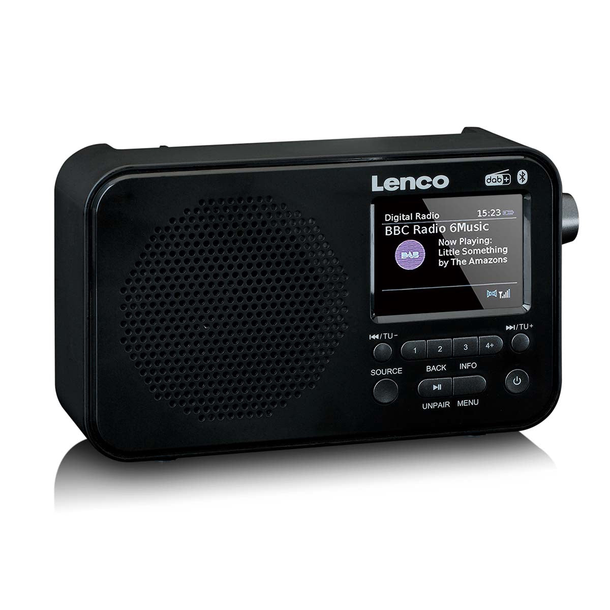 Portable DAB+ FM Radio with Bluetooth, 2.4" Display, Black