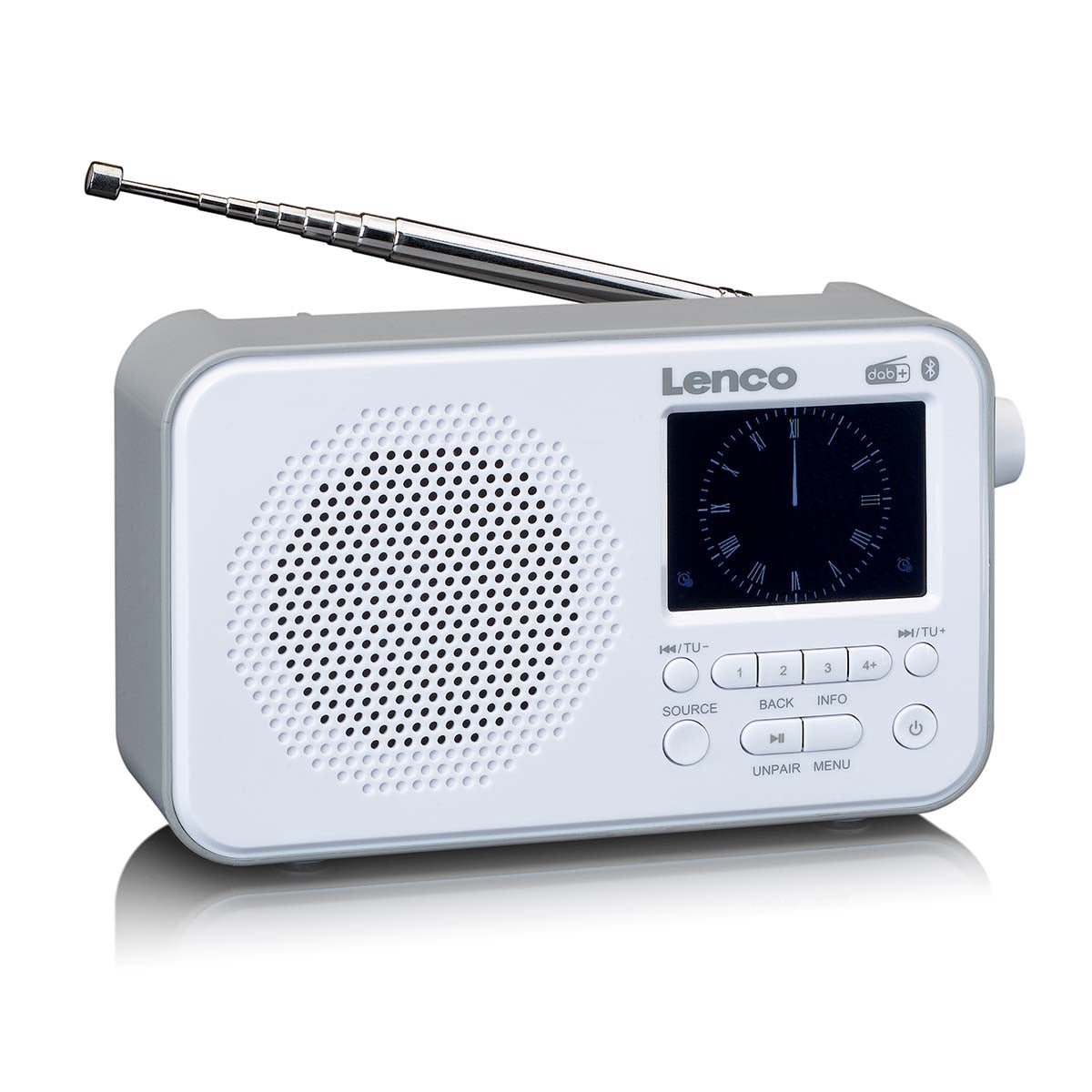 Portable DAB+ FM Radio with Bluetooth, 2.4" Display, White