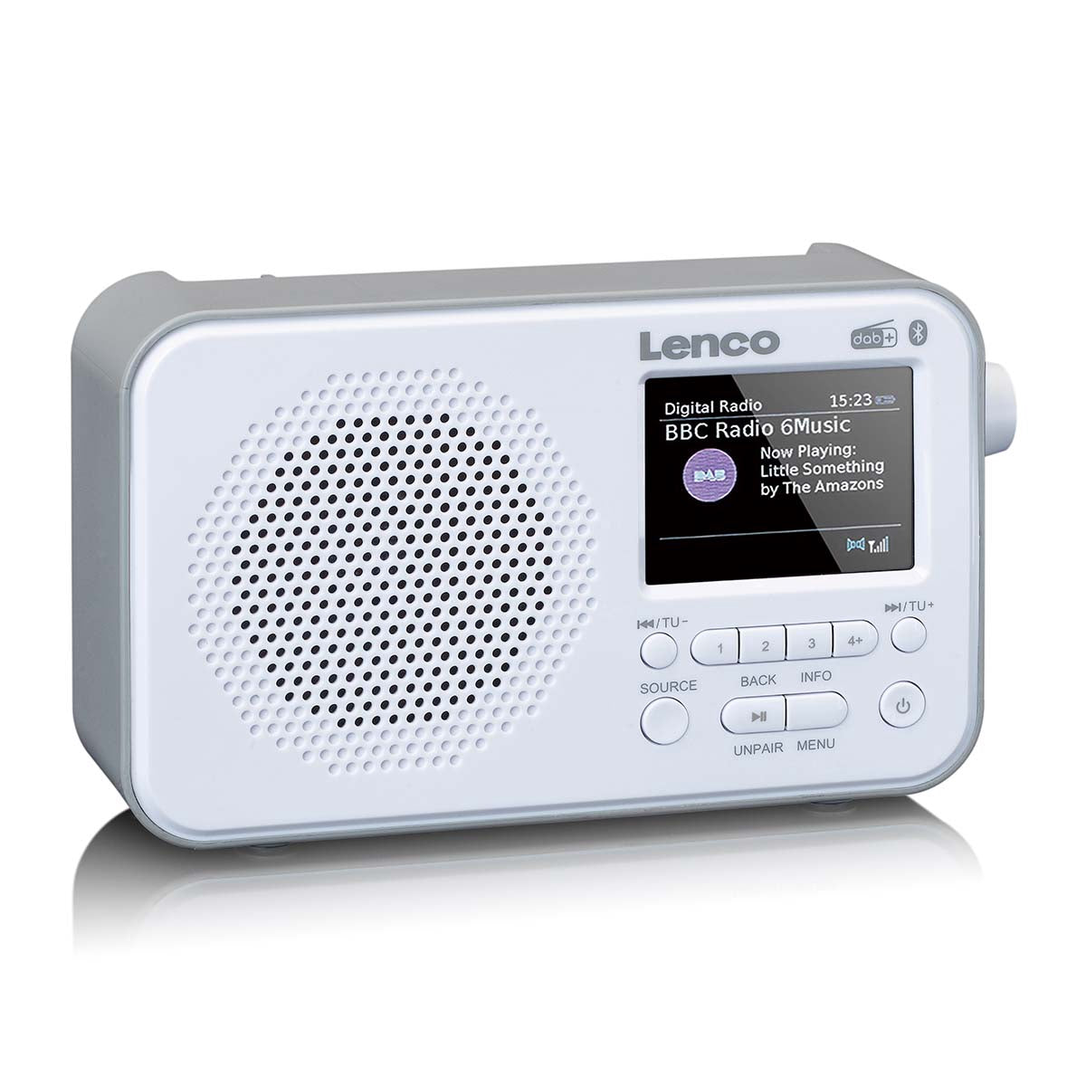 Portable DAB+ FM Radio with Bluetooth, 2.4" Display, White
