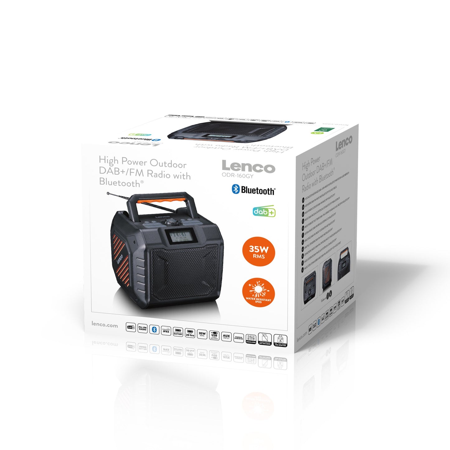Portable DAB+/FM Radio with Bluetooth, IPX5, 20-Hour Battery
