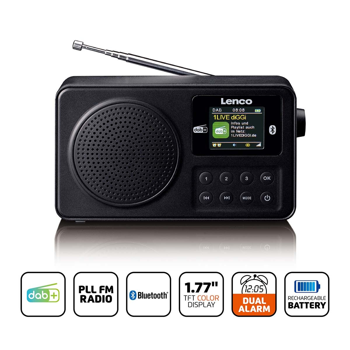 Portable DAB+/FM radio with Bluetooth® Black