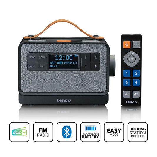 Portable DAB+ Radio with Bluetooth, Easy Mode, Black