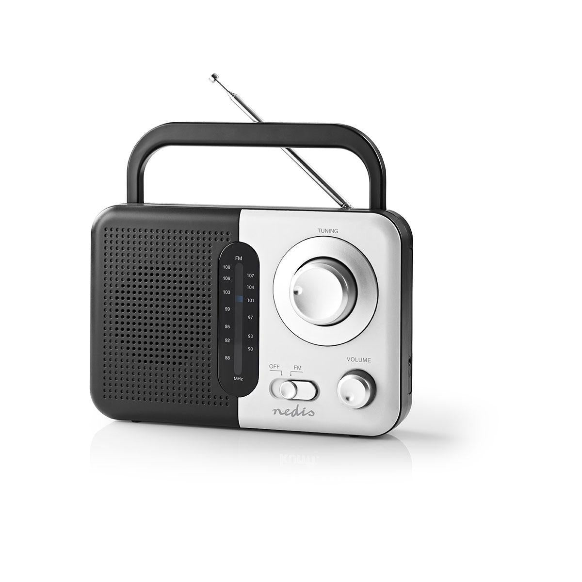 Portable FM Radio, Battery/Mains Powered, Headphone Jack