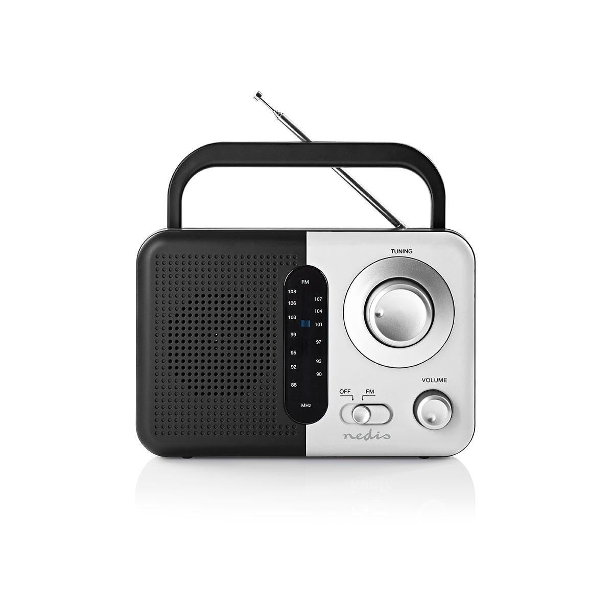 Portable FM Radio, Battery/Mains Powered, Headphone Jack