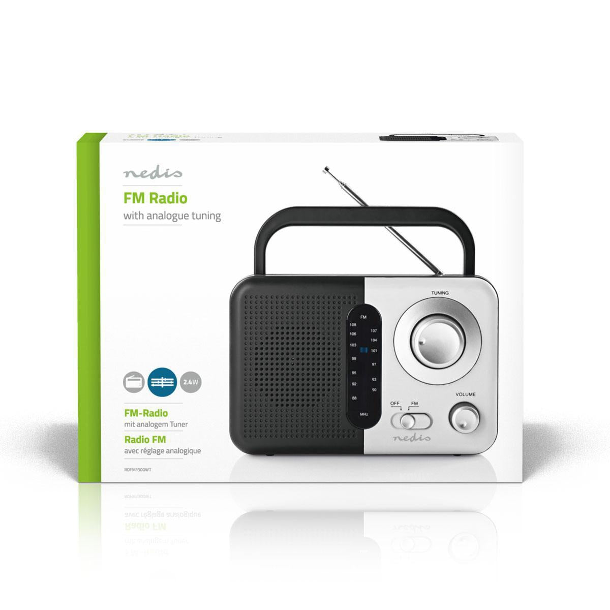 Portable FM Radio, Battery/Mains Powered, Headphone Jack