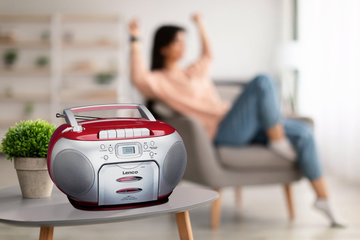 Portable FM Radio CD Cassette Player with Headphone Jack