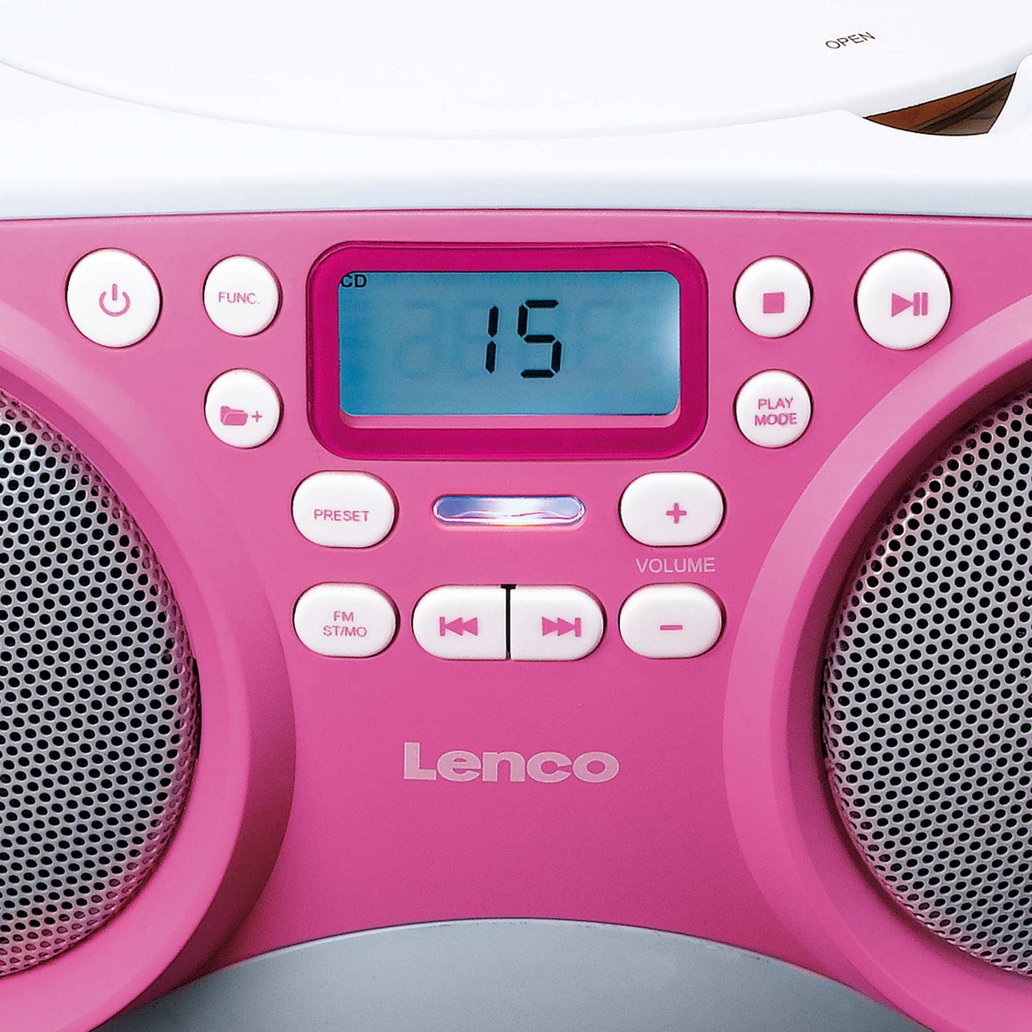 Portable FM Radio/CD/MP3/USB Player – Pink, Compact, Lightweight