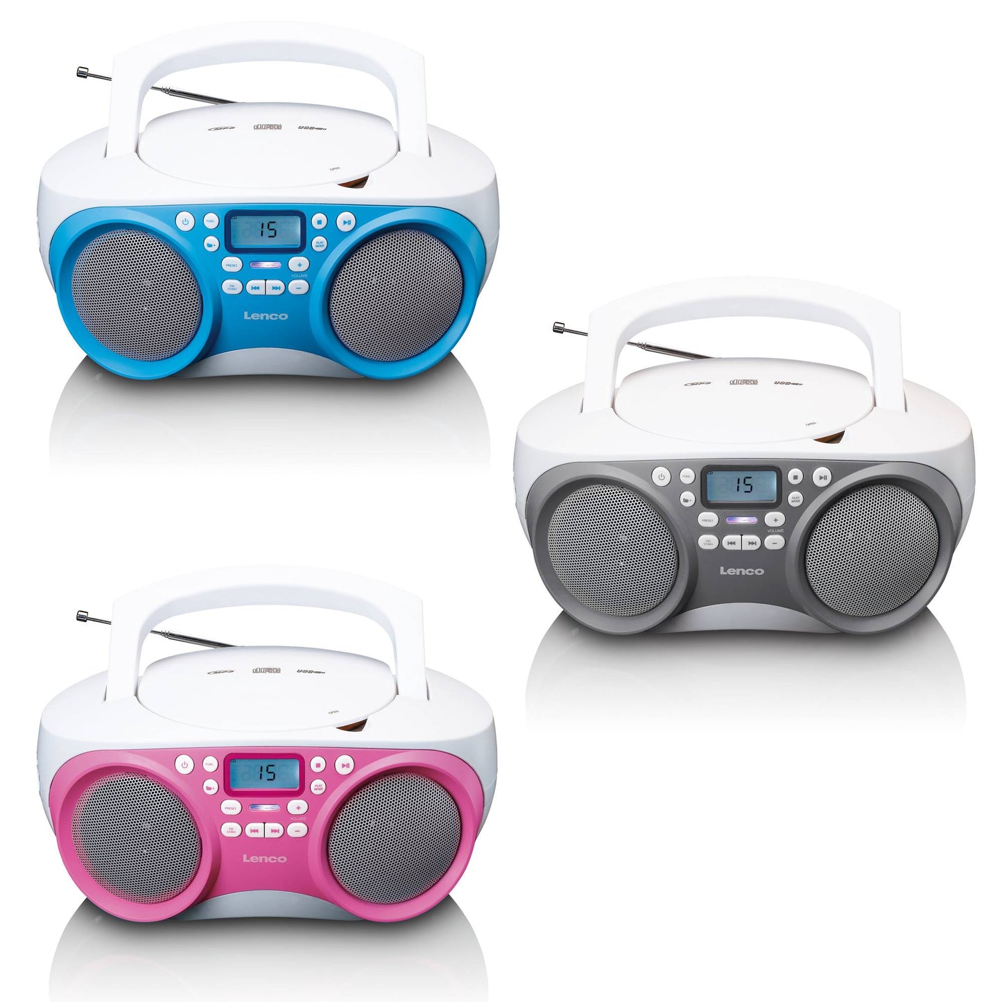Portable FM Radio/CD/MP3/USB Player – Pink, Compact, Lightweight