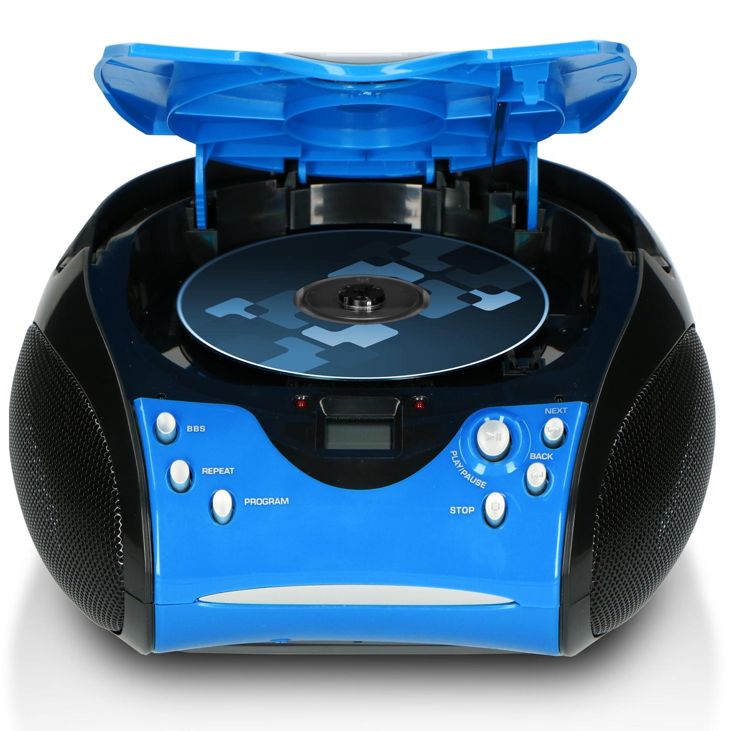 Portable FM Radio CD Player with Handle, Blue/Black