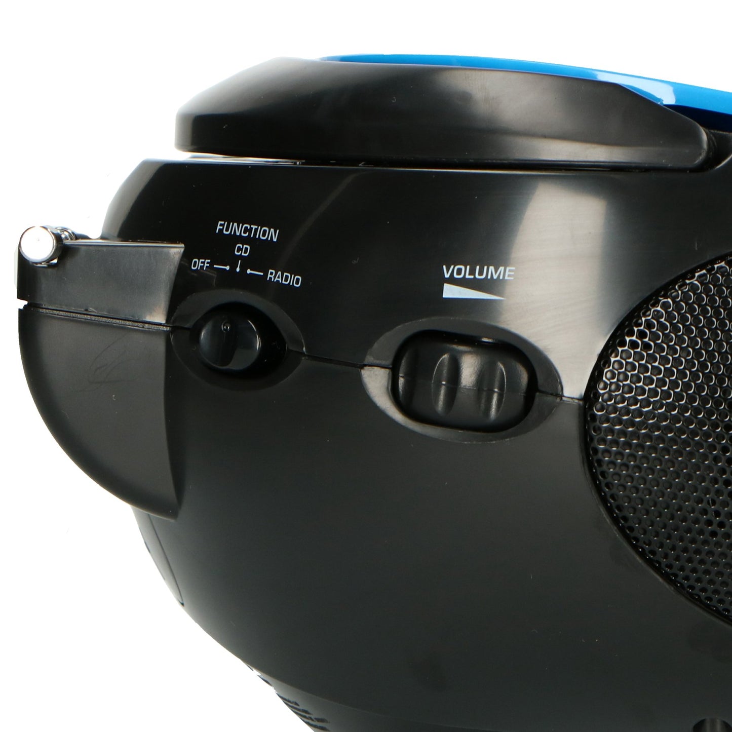 Portable FM Radio CD Player with Handle, Blue/Black