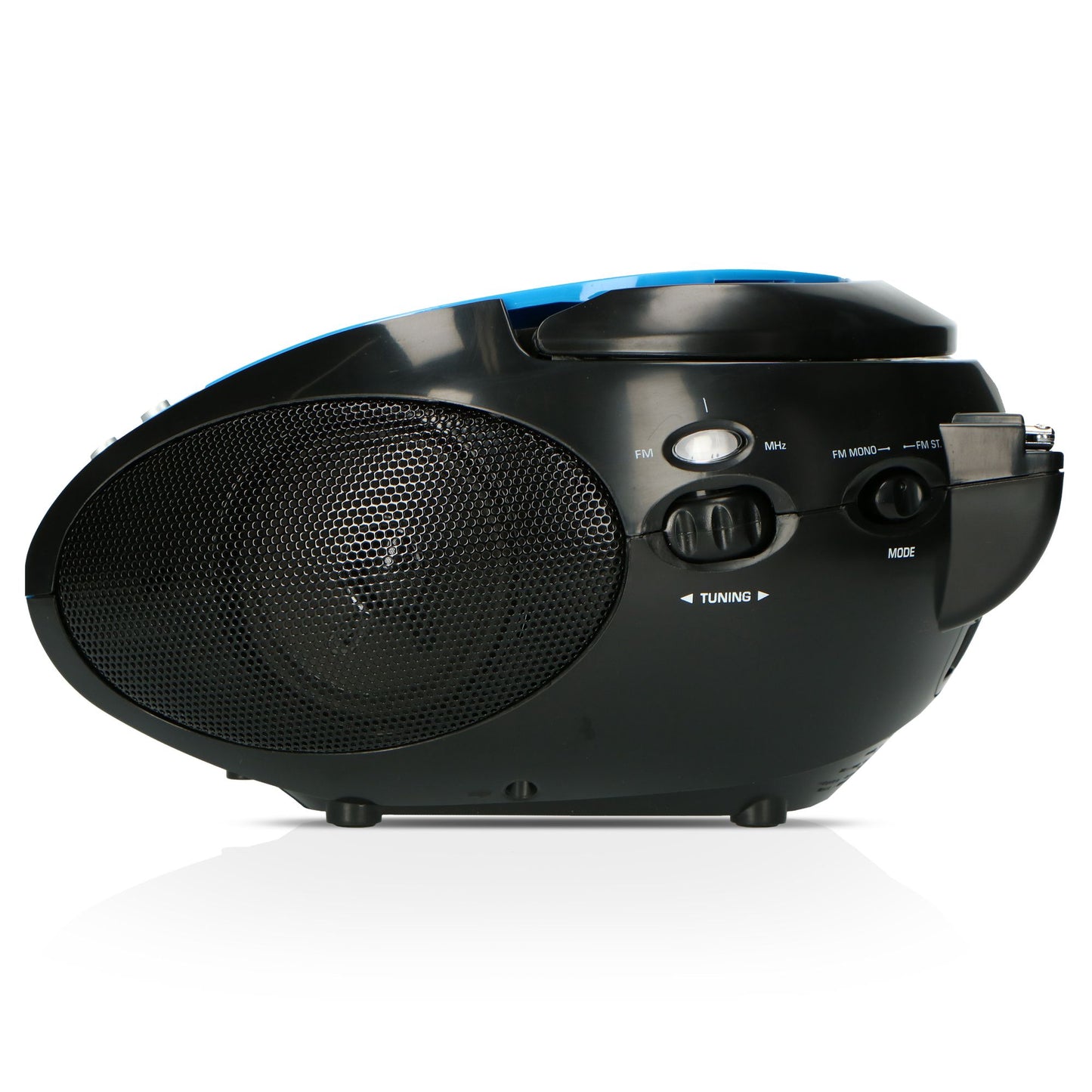 Portable FM Radio CD Player with Handle, Blue/Black