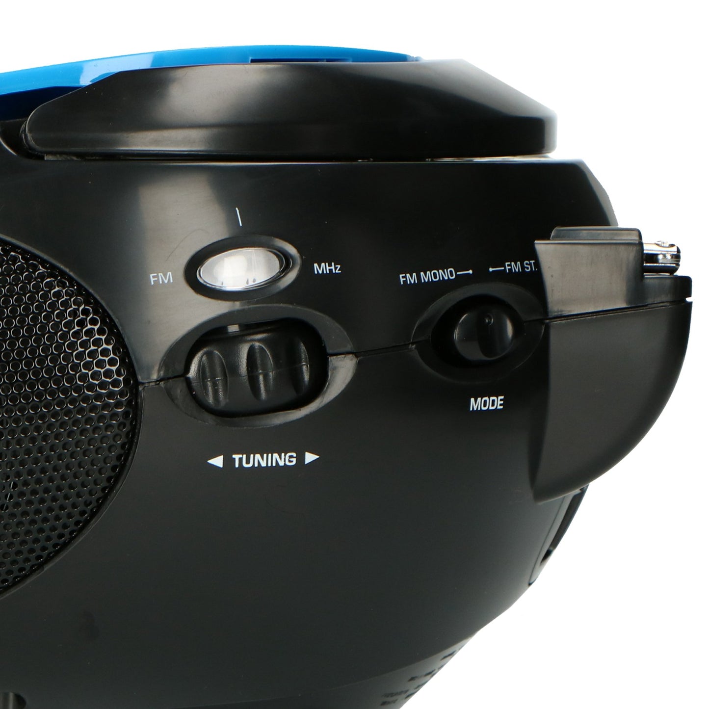 Portable FM Radio CD Player with Handle, Blue/Black