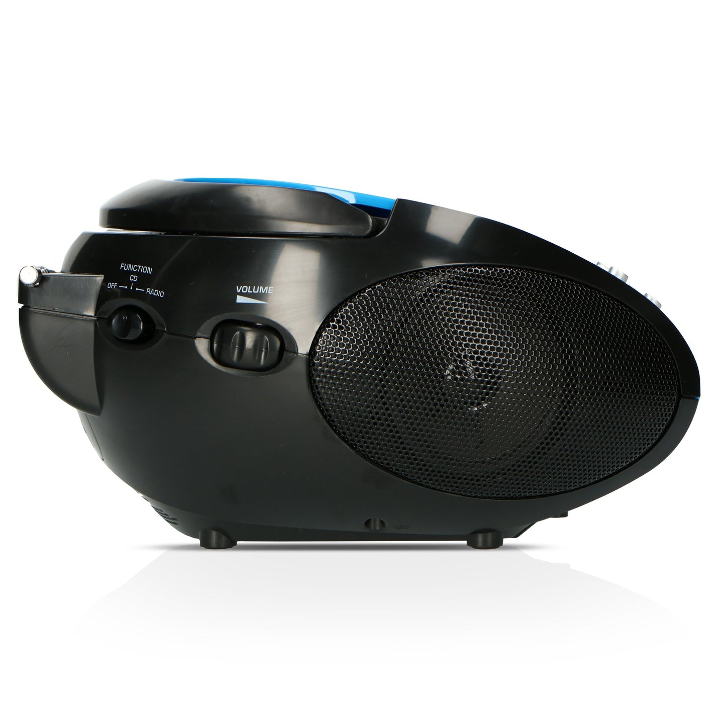 Portable FM Radio CD Player with Handle, Blue/Black