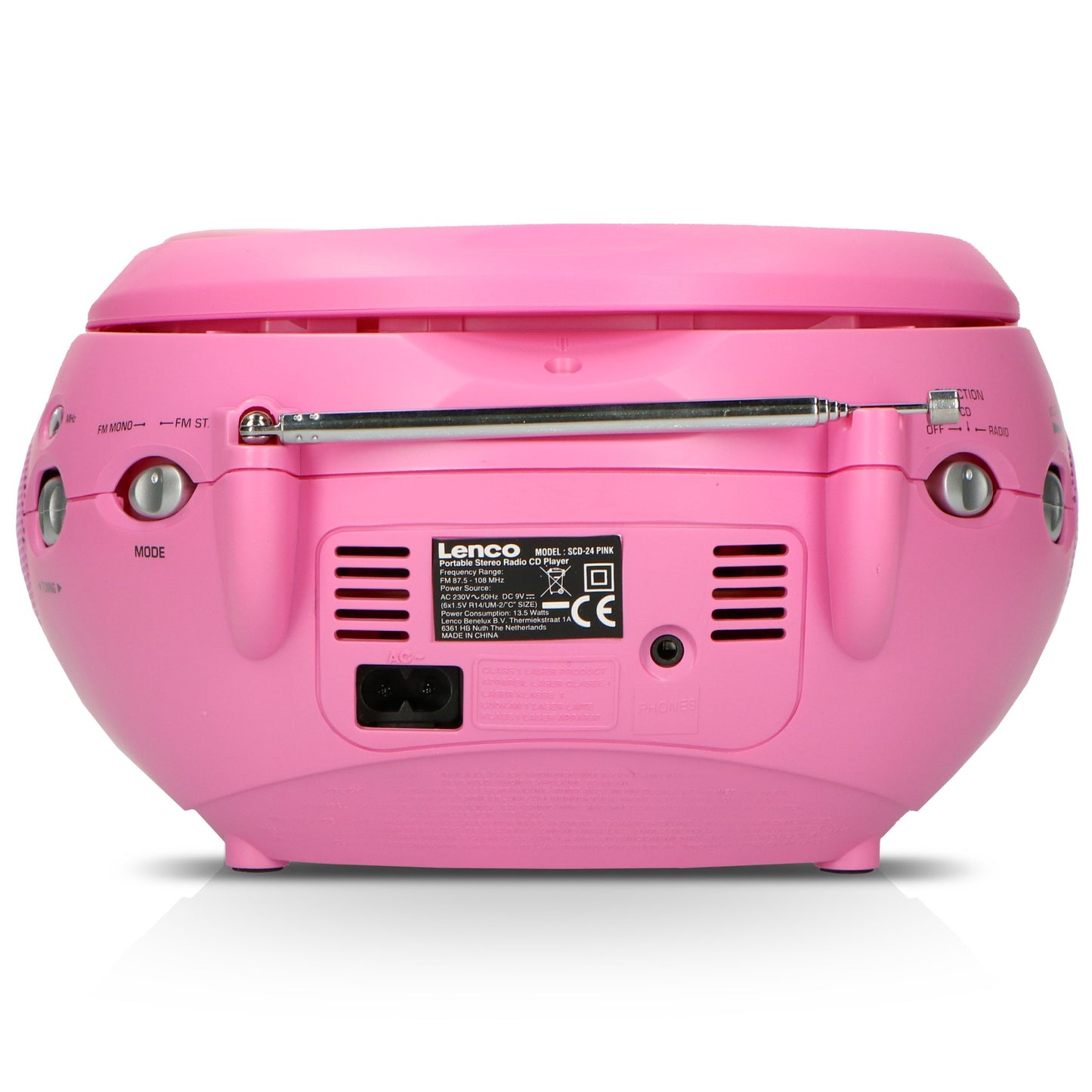Portable FM Radio CD Player with Handle – Pink