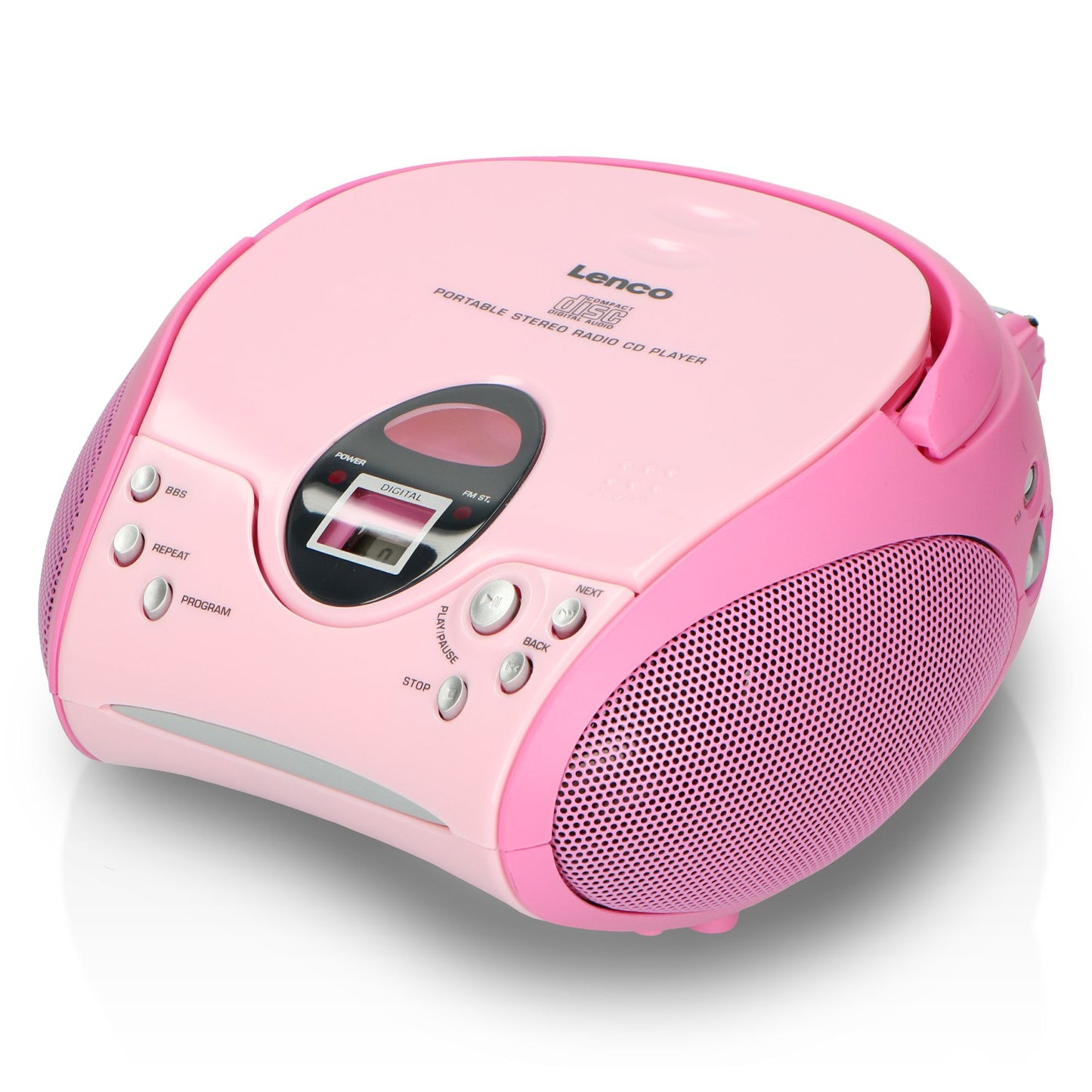 Portable FM Radio CD Player with Handle – Pink