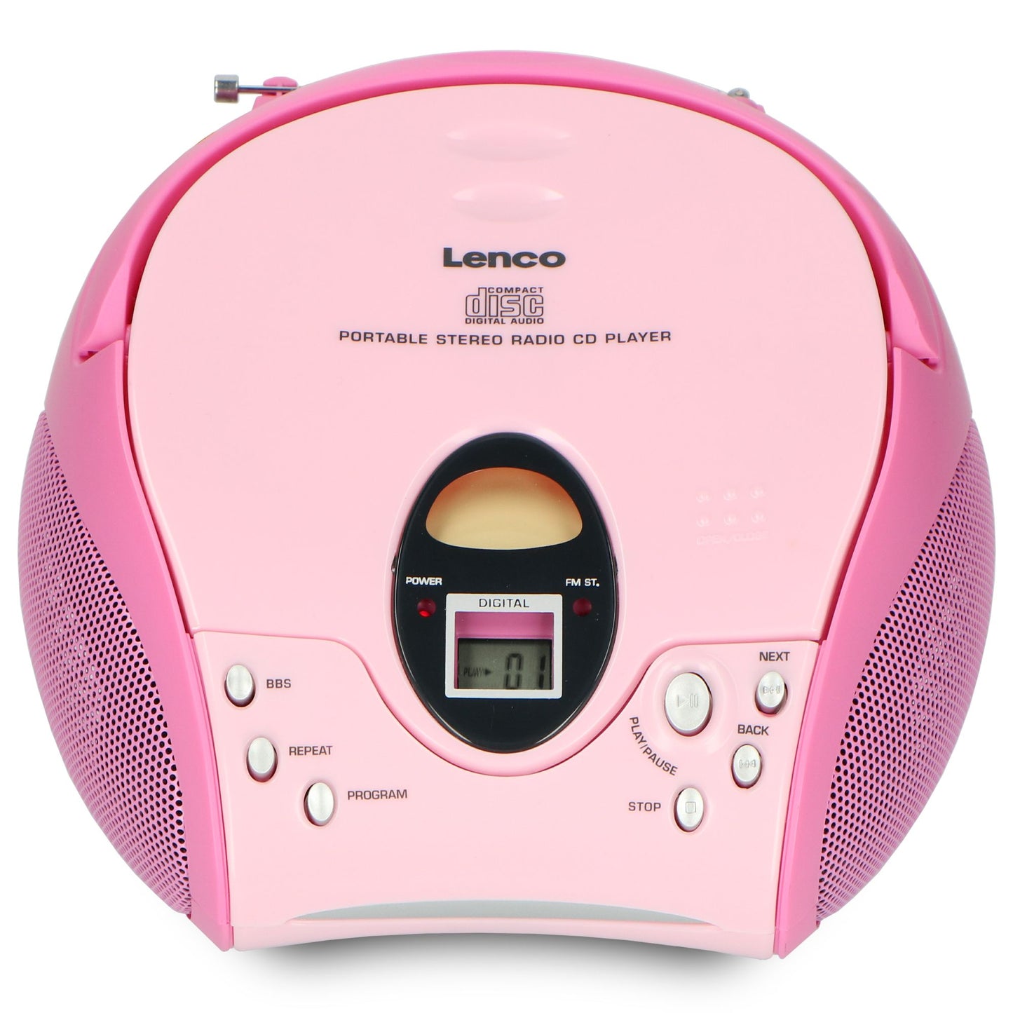 Portable FM Radio CD Player with Handle – Pink