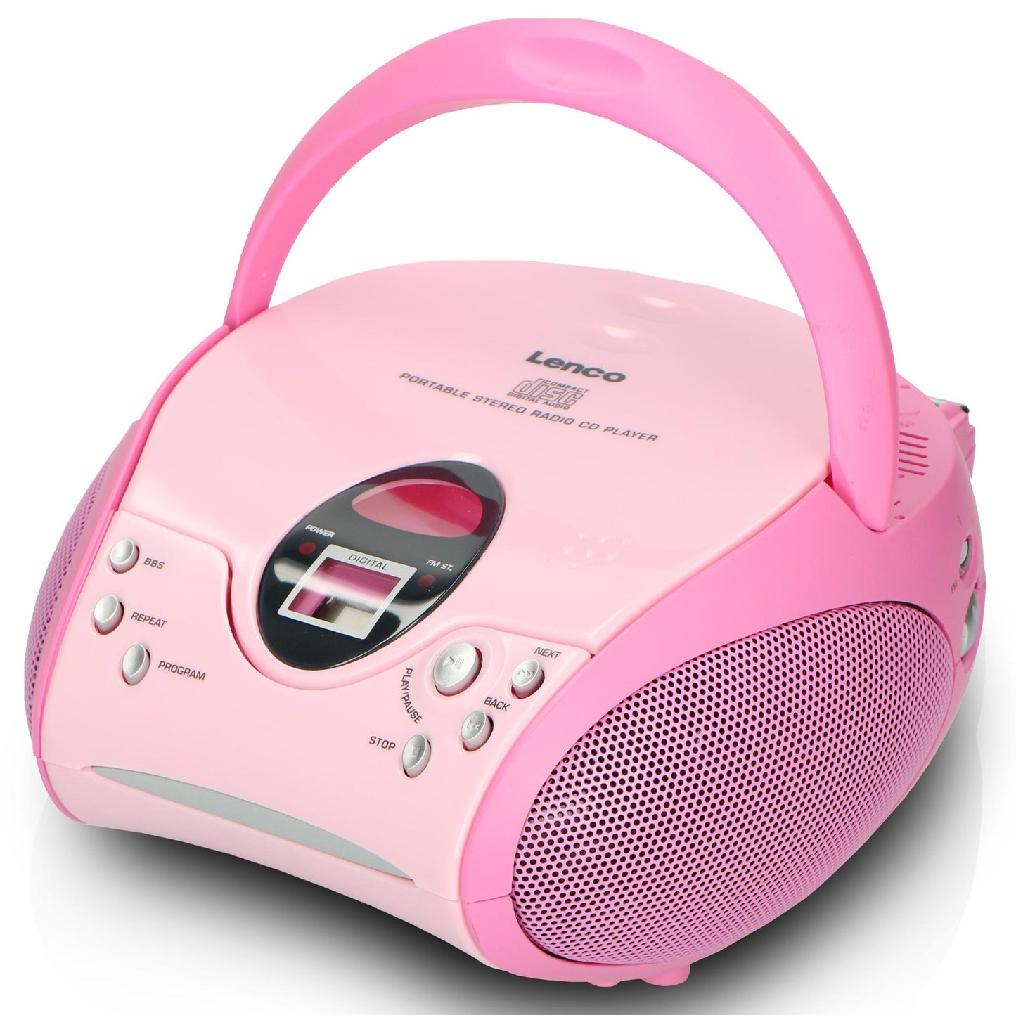 Portable FM Radio CD Player with Handle – Pink
