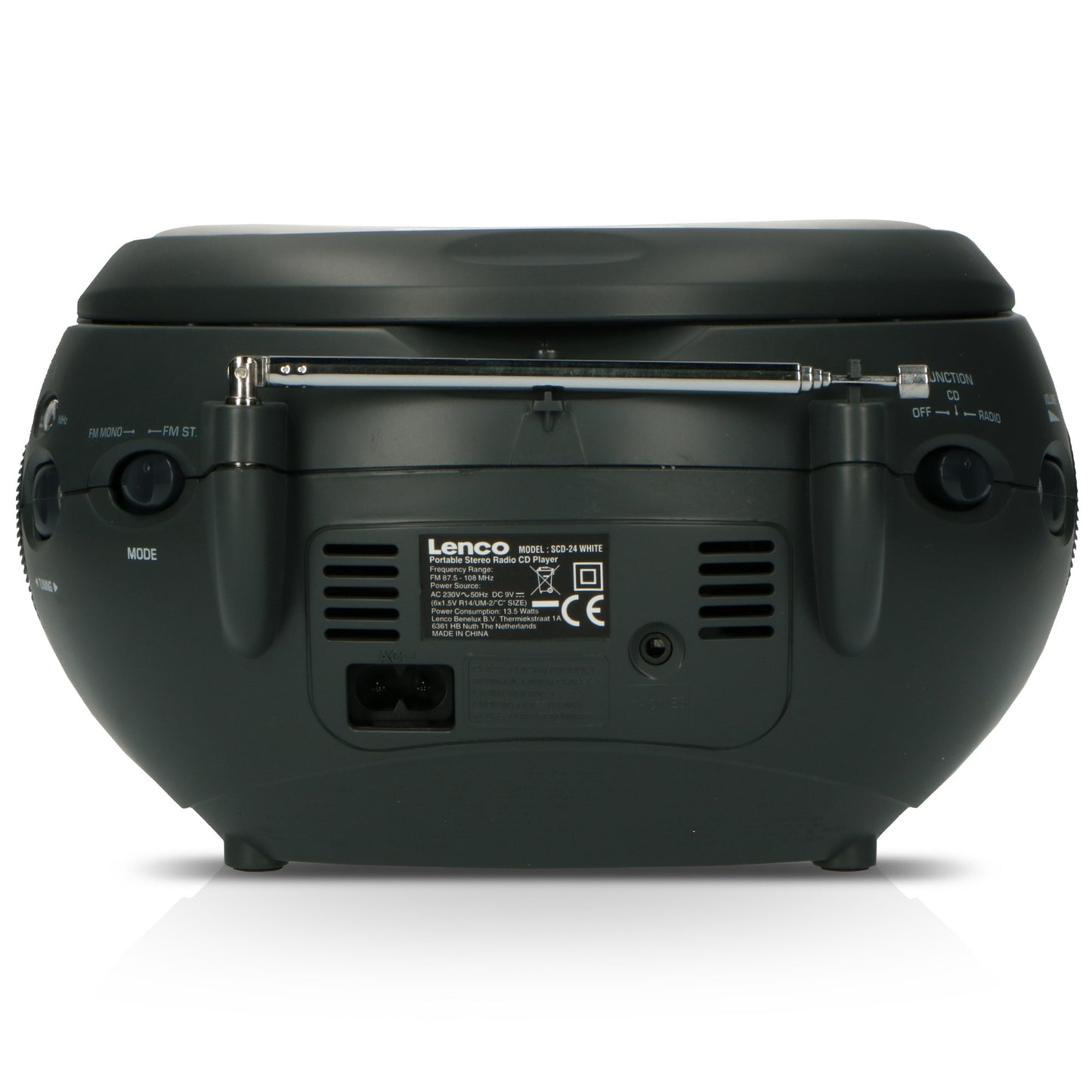 Portable FM Radio CD Player with Handle – White