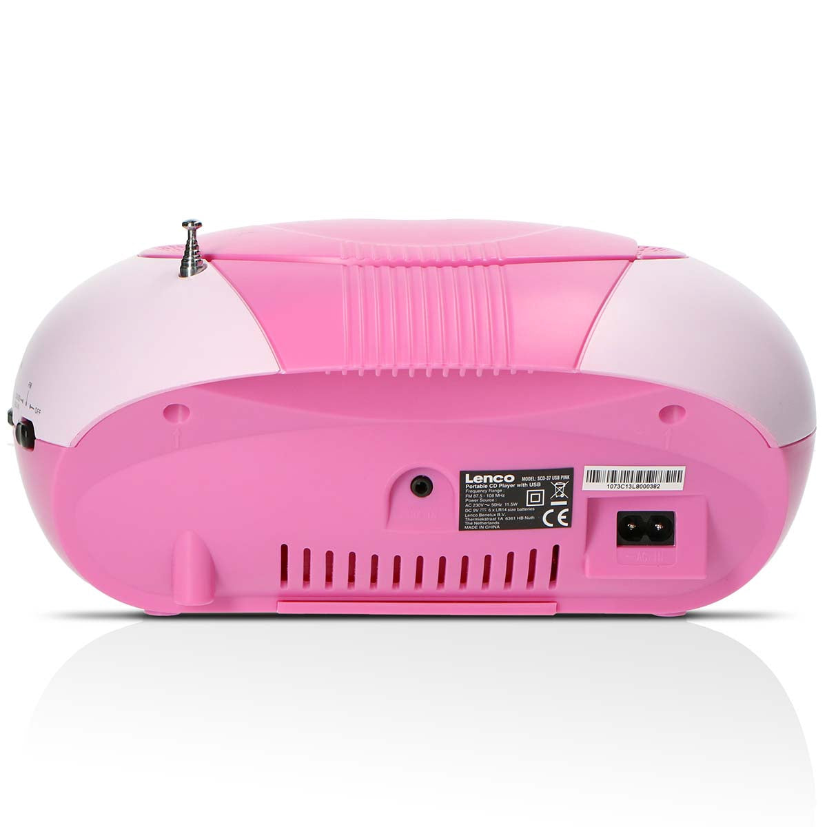 Portable FM Radio CD USB Player – Pink, Compact Design