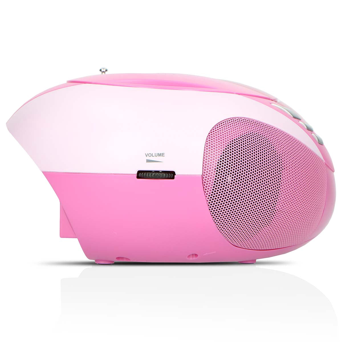 Portable FM Radio CD USB Player – Pink, Compact Design