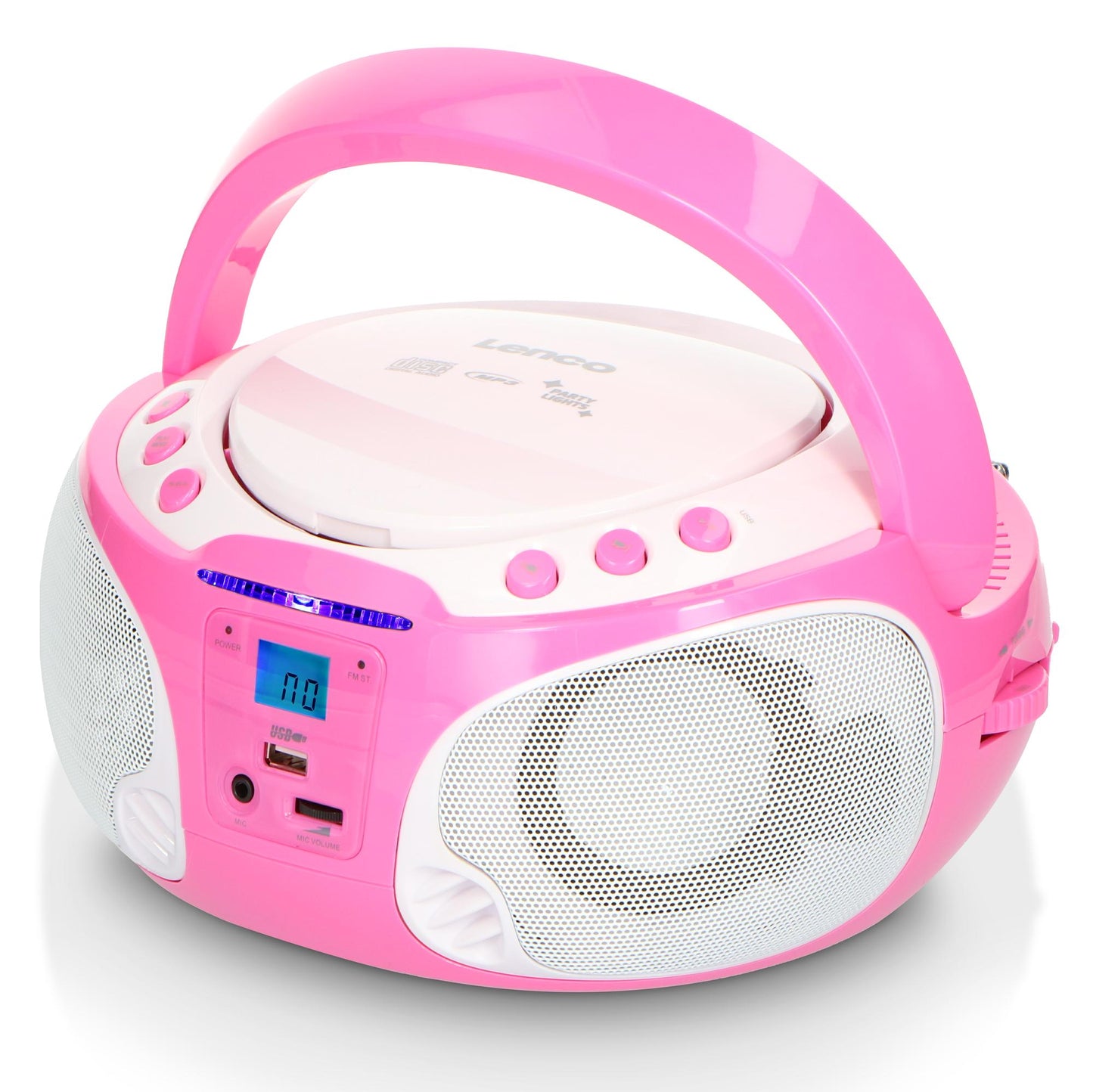 Portable Karaoke Radio CD/MP3/USB with Mic, Pink