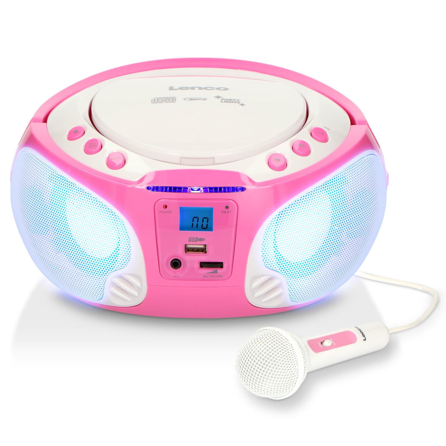 Portable Karaoke Radio CD/MP3/USB with Mic, Pink