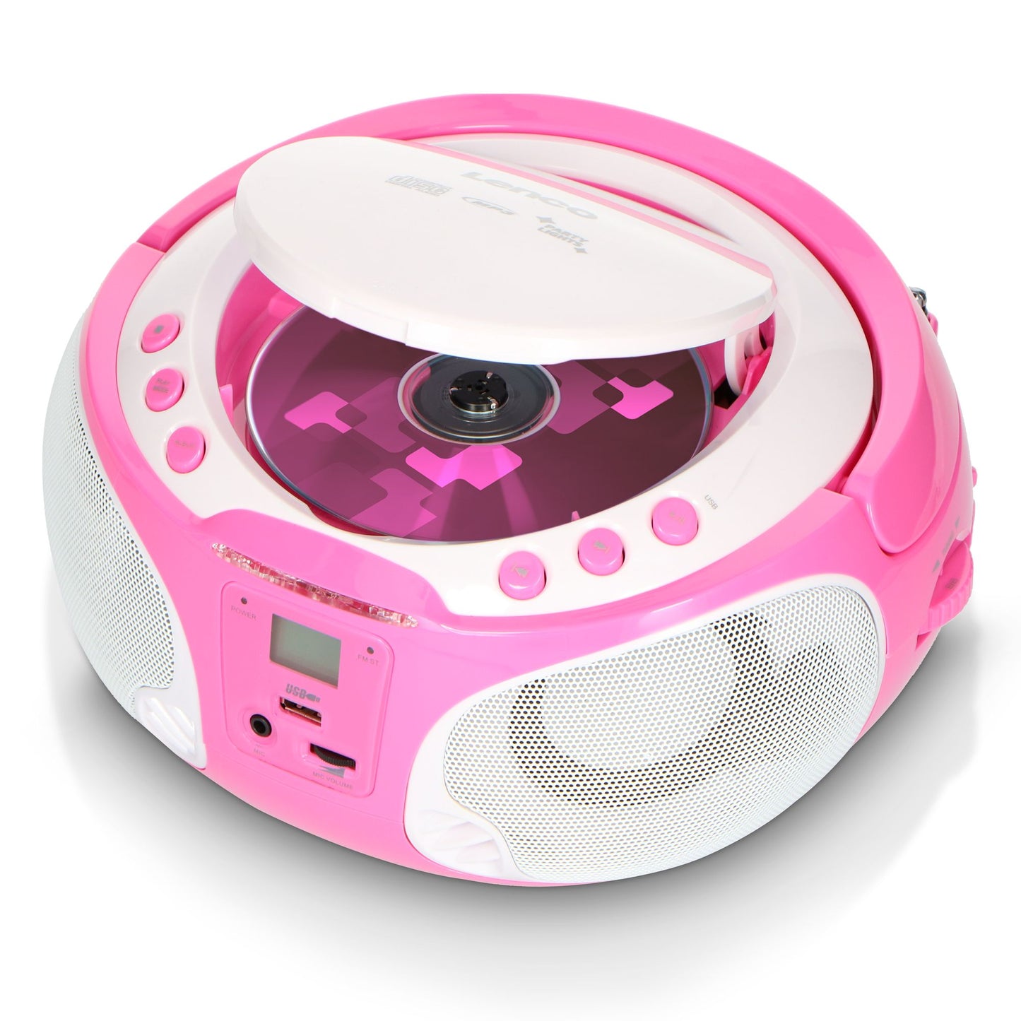 Portable Karaoke Radio CD/MP3/USB with Mic, Pink