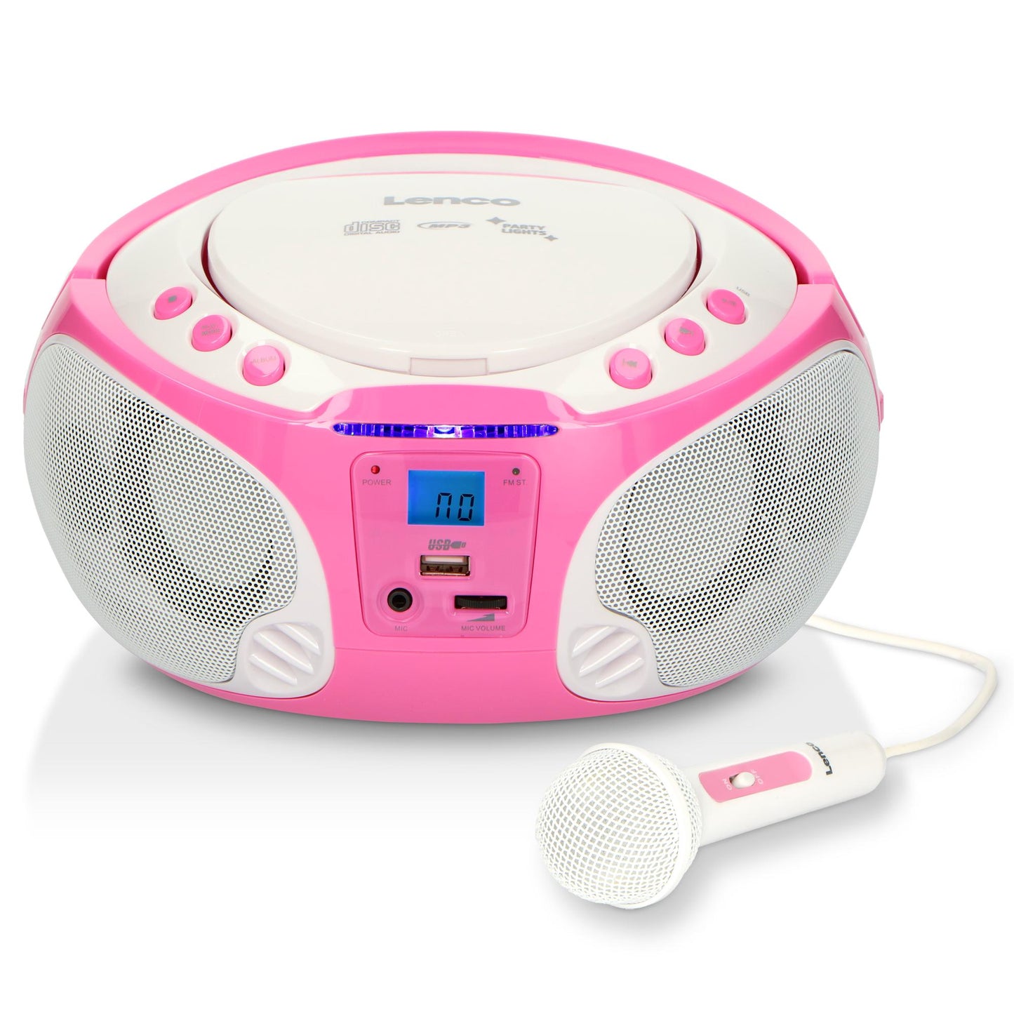 Portable Karaoke Radio CD/MP3/USB with Mic, Pink